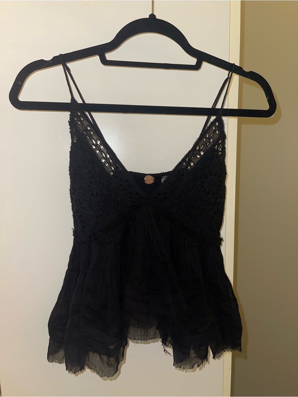 Free People Black Crochet Babydoll Women's Top